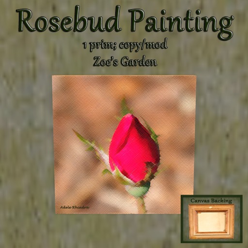 Second Life Marketplace *ZG* Rosebud Painting, Adele Rhiadra