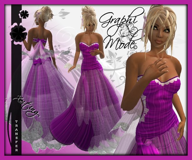 Ecarlate -  Gown Dress Purple / Robe Violet Long - Xeiting