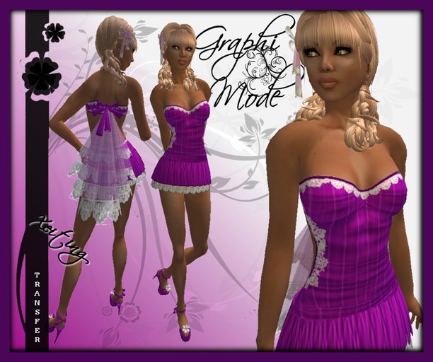 Ecarlate - Dress Purple / Robe Violet Court - Xeiting