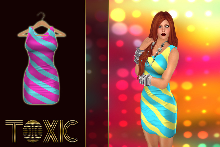 *TOXIC* Chloe Dress Pink/Blue MESH