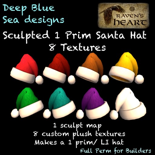 *RH* & DBS Sculpted Santa Hat 8 colors (crated)