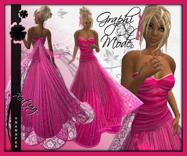Ecarlate -  Gown Dress Pink Formal / Robe Rose Long - Xeiting