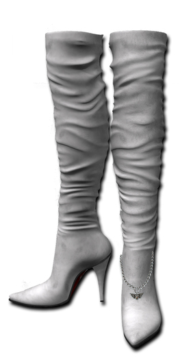 ((Crystal Line))SuedeLeather Boots-White