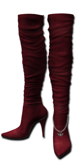 ((Crystal Line))SuedeLeather Boots-Red