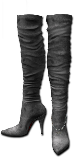 ((Crystal Line))SuedeLeather Boots-Gray-wear