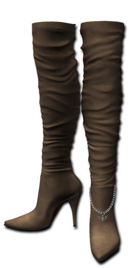 ((Crystal Line))SuedeLeather Boots-Beige