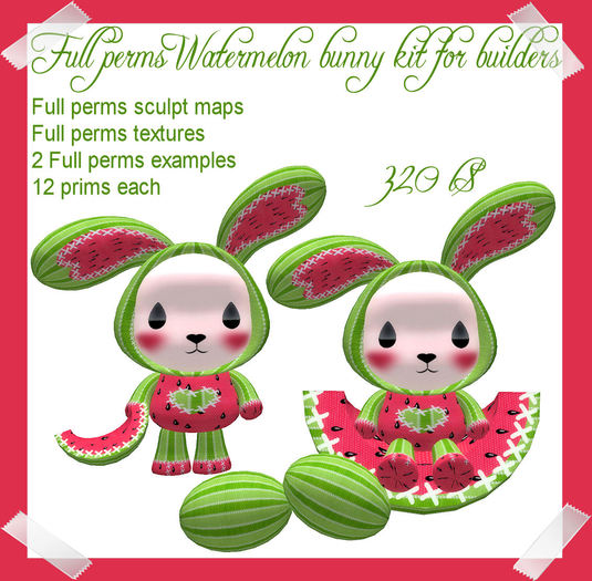 Full Perms Watermelon bunny kit for builders
