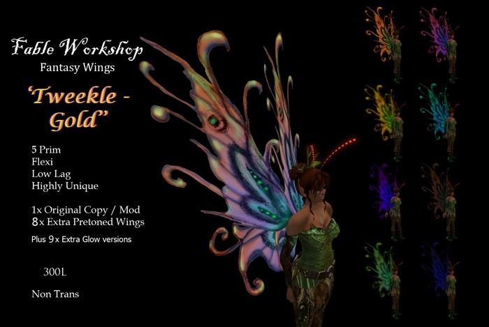  Resizeable Wings 'Tweekle Gold', [Gold Box Set] 