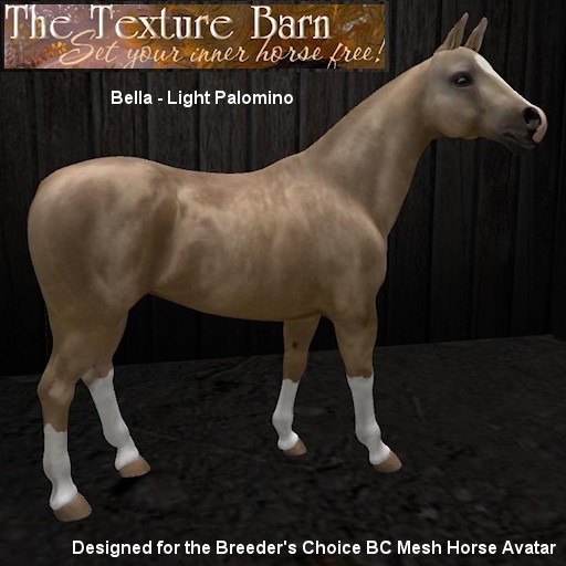 BC -Bella - Light Palomino Texture Pack for Breeders Choice Mesh Horse Avatar