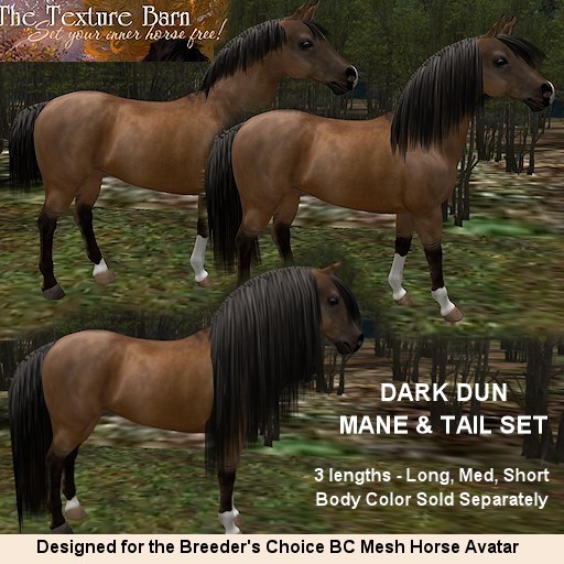 BC Mesh Horse - Manes and Tails pack - DARK DUN