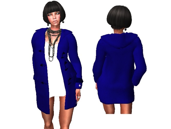 Mesh Duffle Coat Blue
