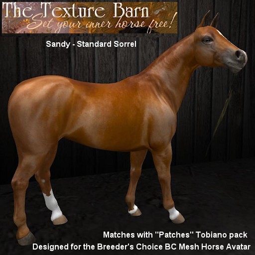 BC - Sandy - Standard Sorrel Texture Pack for Breeders Choice Mesh Horse Avatar