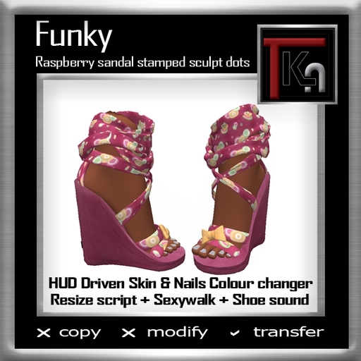 TKA-FUNKY- Raspberry sandal stamped sculpt dots