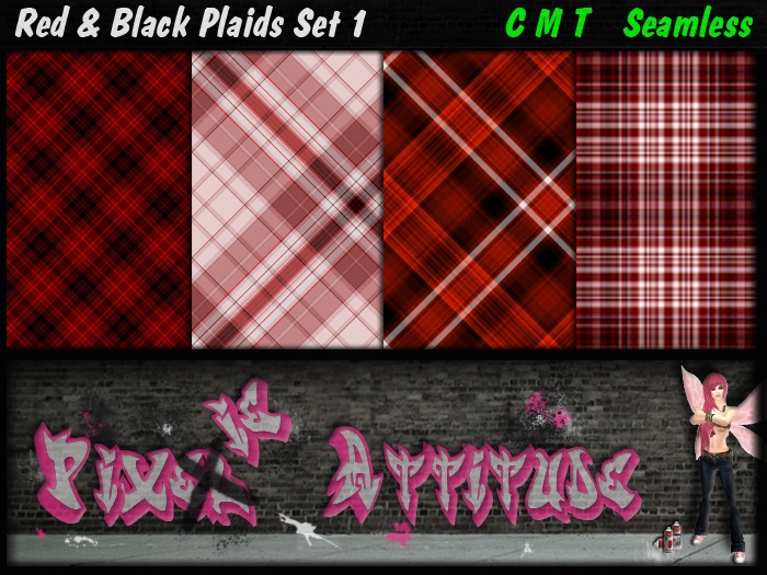 Red & Black Plaids Set 1  - Textures