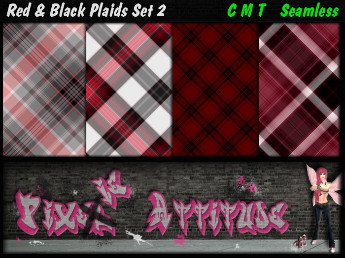 Red & Black Plaids Set 2  - Textures