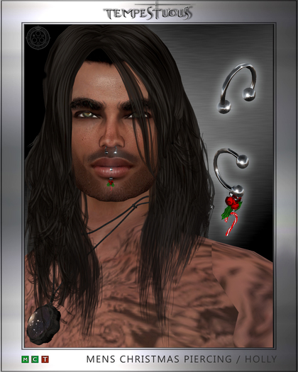Mens Christmas Piercing - Holly and Candy Cane by ~TEMPESTUOUS~