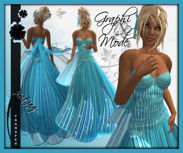Ecarlate -  Gown Dress Blue Formal / Robe Bleue Long - Xeiting