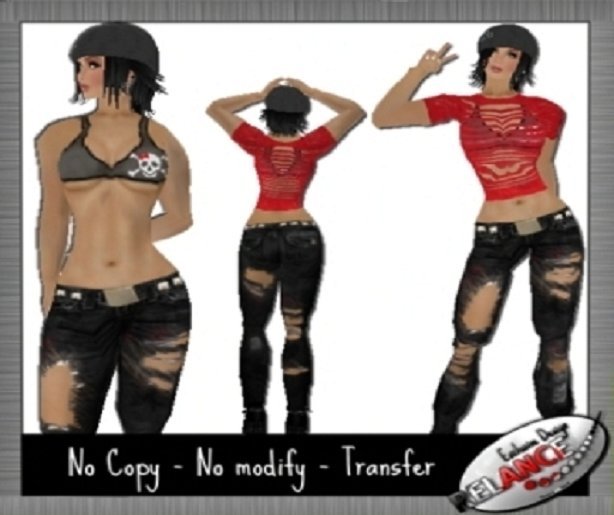 Relance F01 -  Top Blusa Rasgada e Calca full female designer outfit RESELL BOX