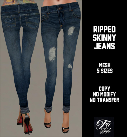 ::Fe Style:: Ripped Skinny Jeans - Denim
