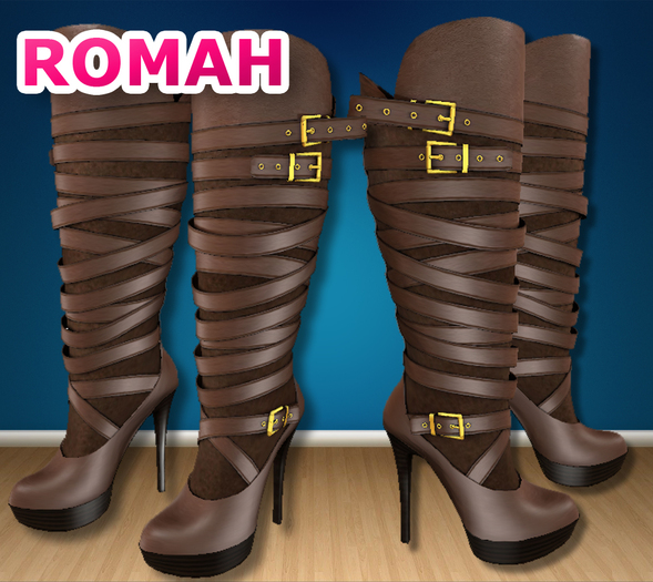 ROMAH High Quality Strappy Boots - Brown