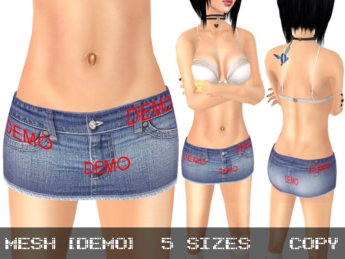 DEMO Mini Denim Skirt Blue - Mesh