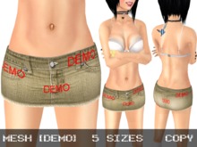 DEMO Mini Denim Skirt Khaki - Mesh