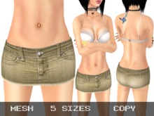 Mini Denim Skirt Khaki - Mesh