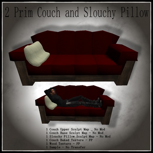 2 Prim Couch and Slouchy Pillow- BOXED