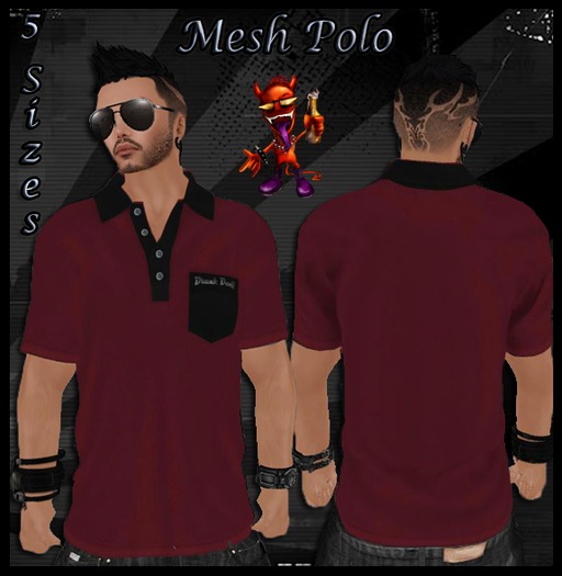 ..::Drunk Devil ::.. ~ Red & Black ~ MESH Polo