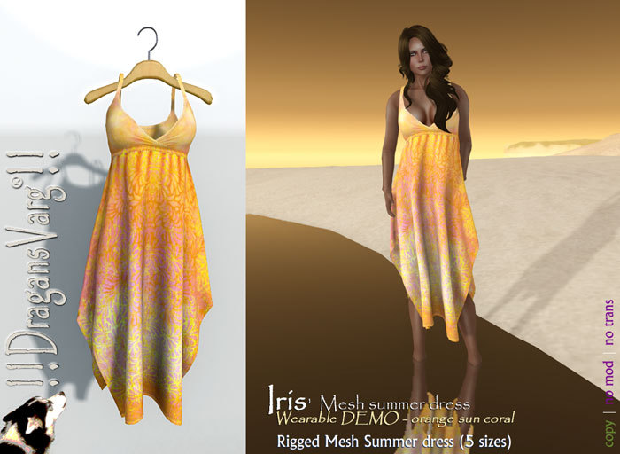 !! DragansVarg !! Iris mesh summer dress orange PROMO wearable Demo
