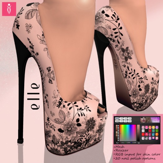 **SHINE** Mesh Elle UltraPlatform/Black Flowers 