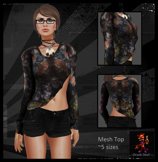 ..::Drunk Devil ::.. ~ Floral ~ MESH Top