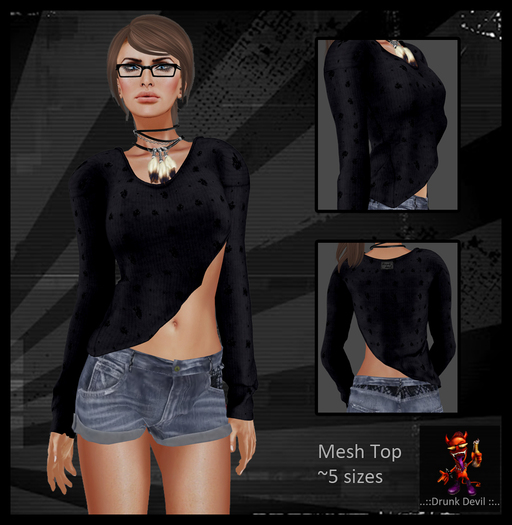 ..::Drunk Devil ::.. ~ BlueBlack ~ MESH Top