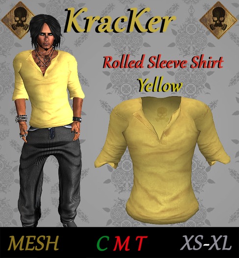 Kracker Rolled Sleeve Shirt - Yellow