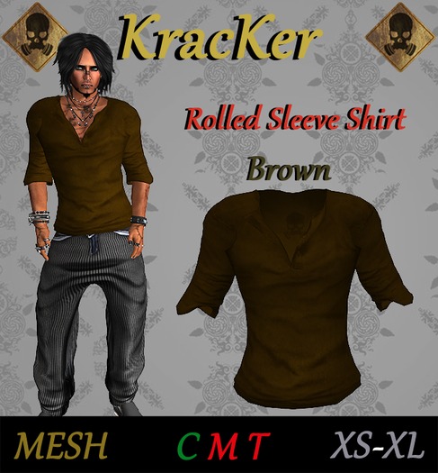 Kracker Rolled Sleeve Shirt - Brown