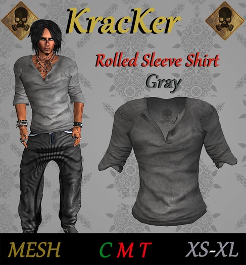 Kracker Rolled Sleeve Shirt - Gray