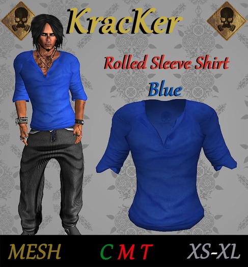Kracker Rolled Sleeve Shirt - Blue