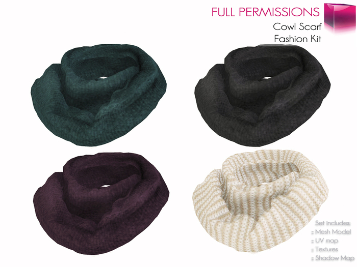 Full Perm Rigged Mesh Cowl Scarf - Fashion Kit