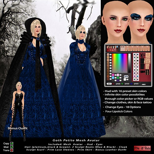 50% OFF MESH  Eva Petite Goth Avatar - Complete Tiny - Micro  Avatar -  Blue