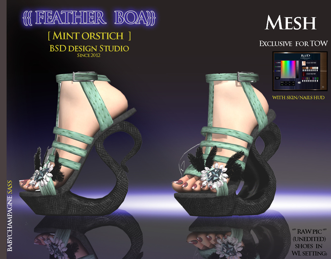 {{BSD Design Studio}}Feather Boa- Mint orstic  no lace) [boxed]