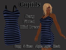 Mesh Striped Dress Navy
