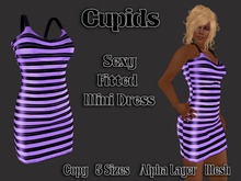Mesh Latex Striped Dress Lilac