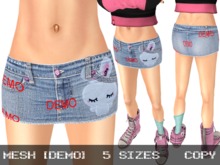DEMO Mini Denim Skirt Bunny Light Blue - Mesh