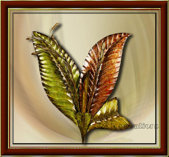 Green_Rust leaves Framed