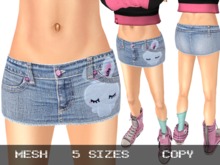 Mini Denim Skirt Bunny Light Blue - Mesh