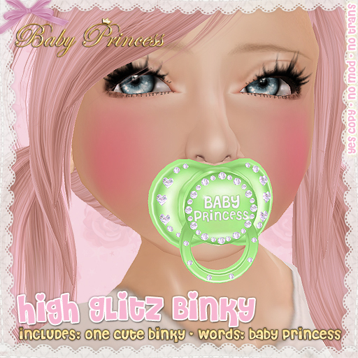 :*BABY*: High Glitz Binky - Green - Baby Princess
