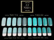 ZZ Nails ~ Squared ~ Baby Teal & Turquoise (MESH)