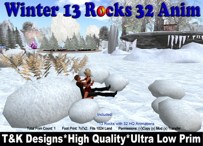 Winter 13 Rocks 32 Cuddle Animations * 1 Prim * ONLY L399