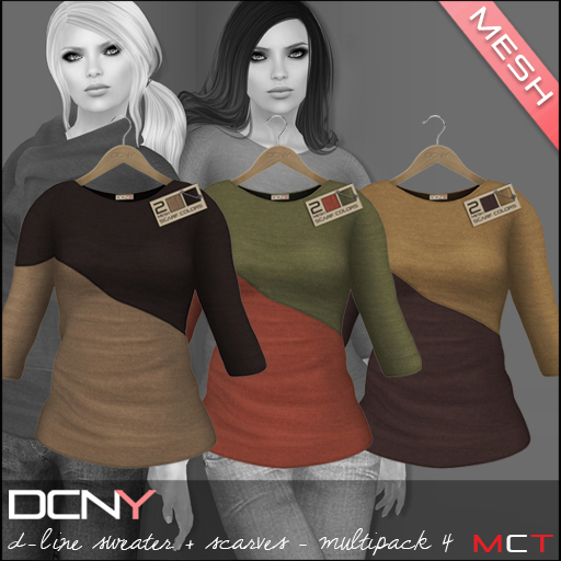 DCNY Mesh D-Line Sweater & Scarves in Multipack 4