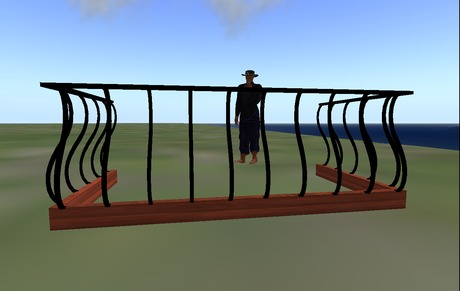 Second Life Marketplace - Pot Belly Wrought Iron Rail Rectangular Balcony
